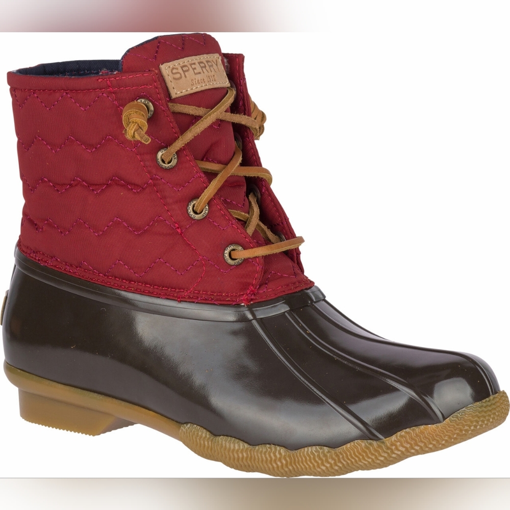 Women's Sperry Top Sider Saltwater Chevron Red Boots 6